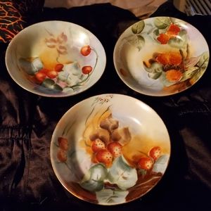 3 pc VTG Heinrich H&C Selb Bavaria 5.5" Porcelain Bowls Gold Trim